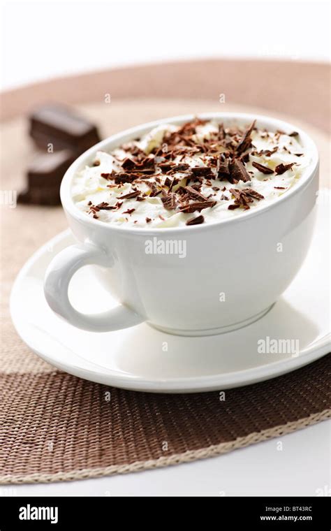 Cup Of Hot Cocoa With Shaved Chocolate And Whipped Cream Stock Photo Alamy