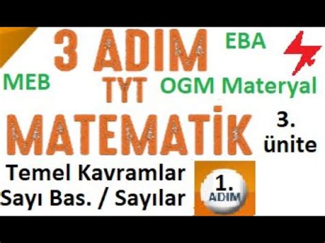 3 ADIM TYT Matematik Temel Kavramlar Sayı Basamakları Sayı