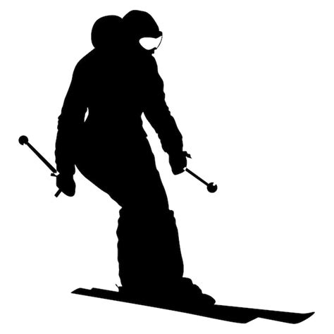 Premium Vector Mountain Skier Speeding Down Slope Vector Sport Silhouette