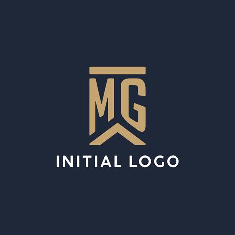 Mg Initial Monogram Logo Design In A Rectangular Style With Curved