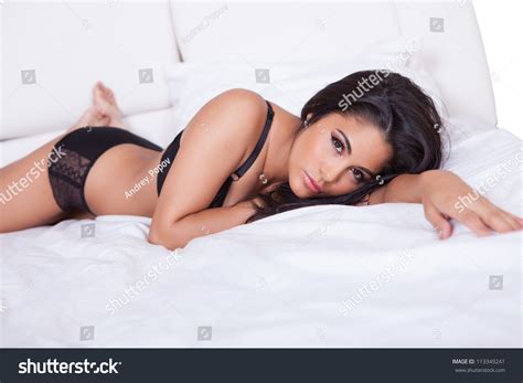 Beautiful Sexy Woman Black Lingerie Lying Stock Photo 113349241 Shutterstock