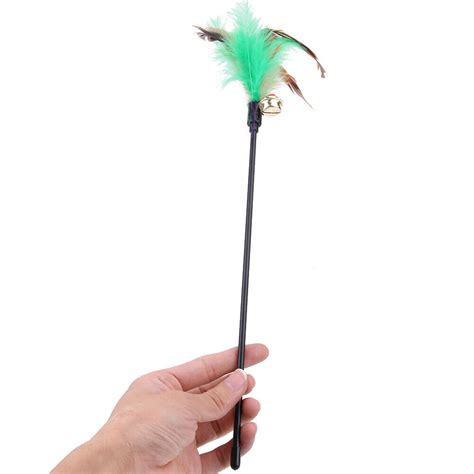 Fr 5pcs Cat Kitten Pet Teaser Turkey Feather Interactive Stick Toy Wire