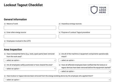 Lockout Tagout Checklist Joyfill