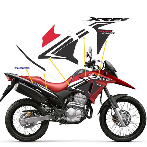 Kit Adesivos Moto Honda Xre Rally Carbono Completo Sportinox