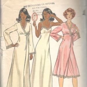 S Vogue Misses Lingerie Pattern Lacy Nightgown And Bell Sleeve Robe Pattern Vintage