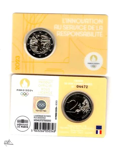 FRANCIA 2 EURO 2023 Olymp Parigi 2024 Giallo Coincard BU 587 EUR