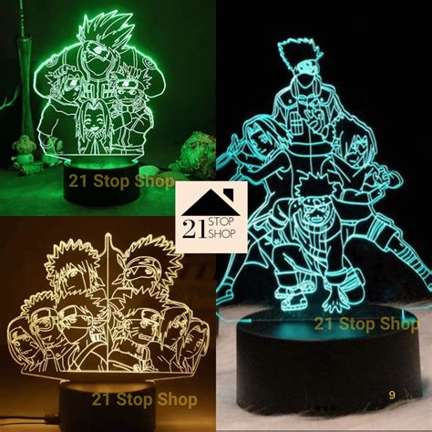 shop naruto group kakashi sasuke sakura anime  acrylic led lamp