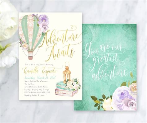 Adventure Baby Shower Invitation Hot Air Balloon Baby Shower Etsy