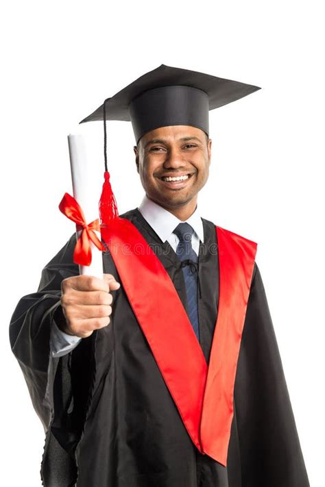 Male African American Graduate In Gown And Cap Stock Image Image Of