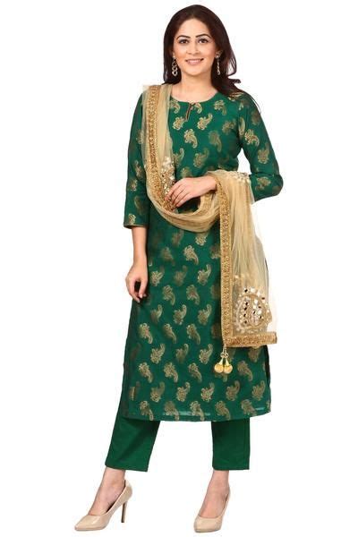 Dark Green Suit With Golden Dupatta Atelier Yuwa Ciao Jp