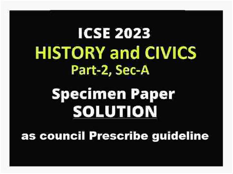 History And Civics Specimen Paper 2024 Solved Timmi Giovanna