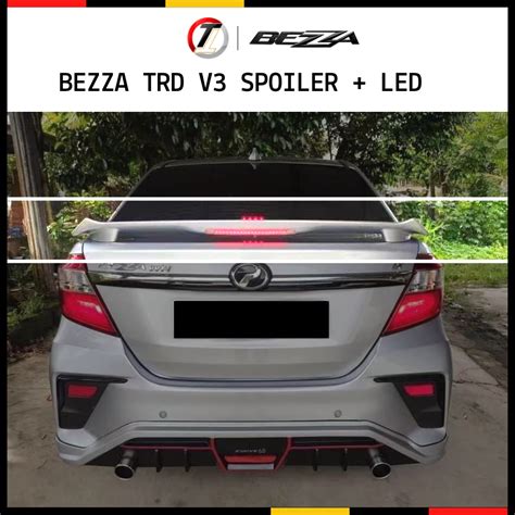 Perodua Bezza Trd V Spoiler With Led Brake Lamp Paint Perodua