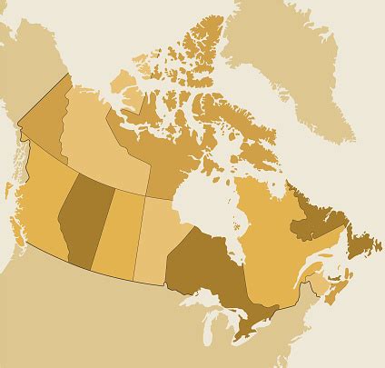 Canada Map With Provinces And National Border North America Vector ...