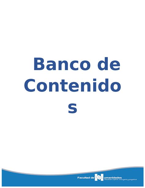 Banco De Contenidos Completa Banco De Contenido S Facultad De