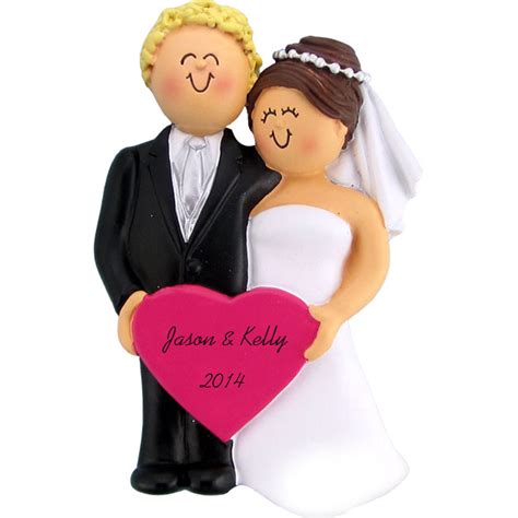 Wedding Male Brunette Female Blonde Personalized Ornament