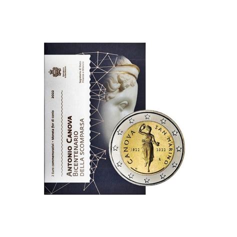 San Marino 2 Euro 2022 Antonio Canova BU Coin Card