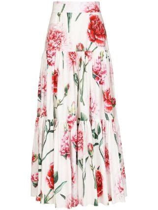 Dolce Gabbana Floral Print Tiered Maxi Skirt Farfetch