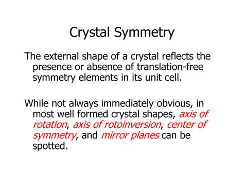 Lecture 8 Good Book Crystal SymmetryCrystal Symmetry The External