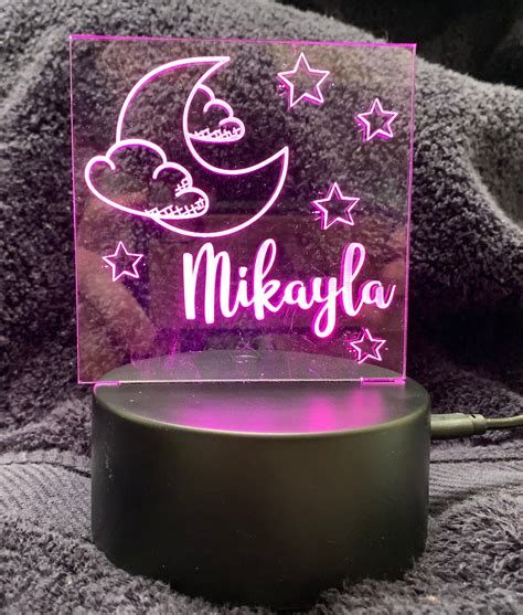 Personalized Led Night Light Laser Engraved Acrylic Etsy