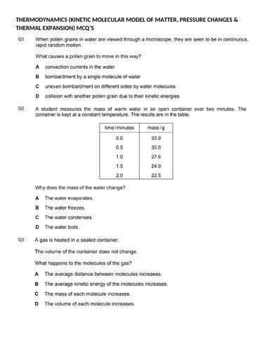 Kineticmolecular Model Of Matter Pressure Changes Andthermal Expansion