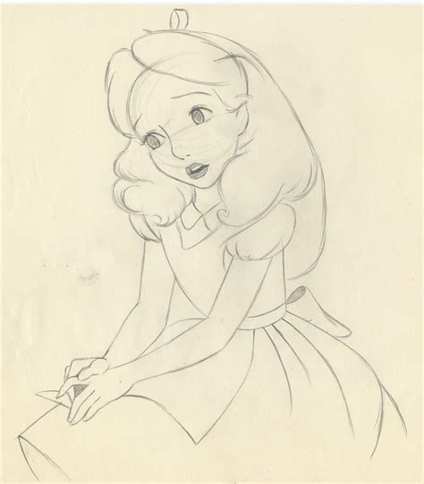 Disney Alice In Wonderland Animation Drawing Of Alice 1951 Howard