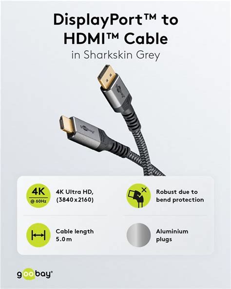 Goobay DisplayPort til HDMI kabel 4K 60Hz 5m Grå Teknikkdeler no