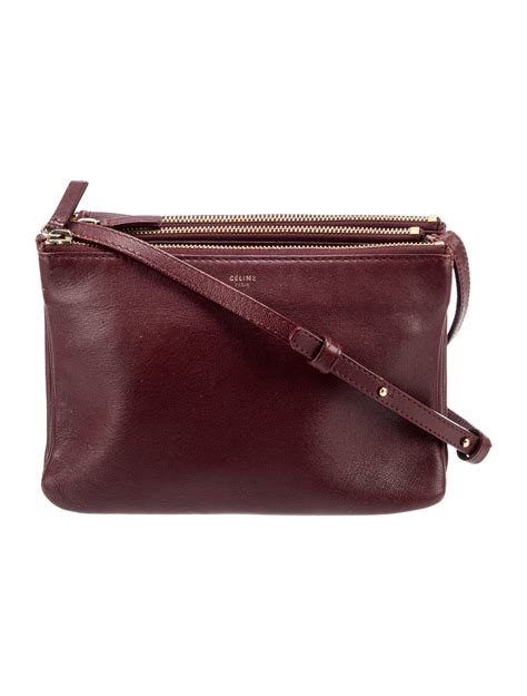 Celine Small Trio Bag Burgundy Crossbody Bags Handbags Cel282005 The Realreal