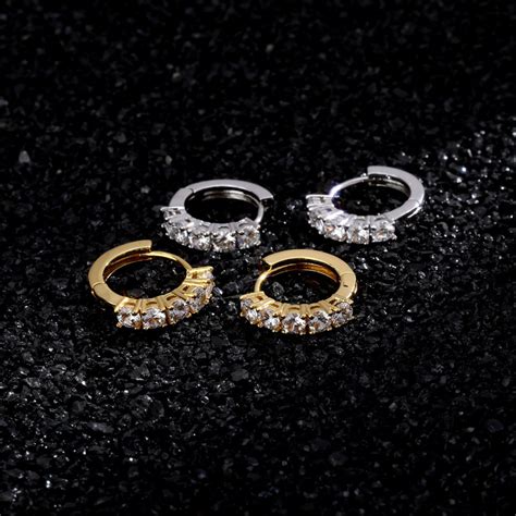 Iced Hoop Earring In 18k Gold Helloice Jewelry