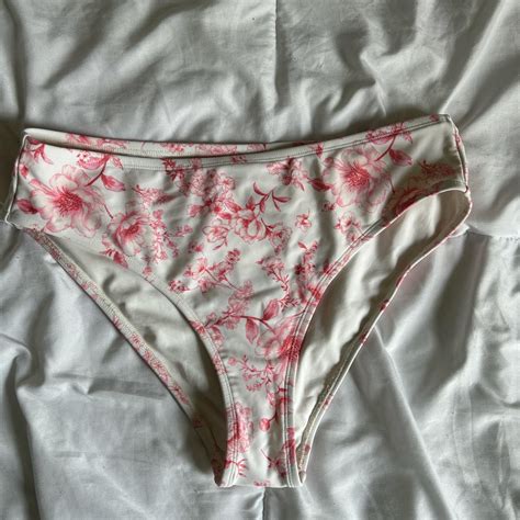 Pink And White Floral Bikini Bottom Floral Depop