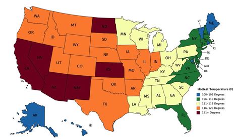 Hottest Temperature Recorded In Every State R Mapporn