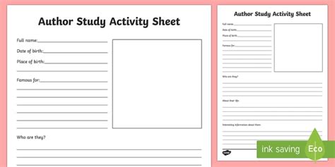 Author Study Activity Sheet I Love Reading Ks2 Twinkl