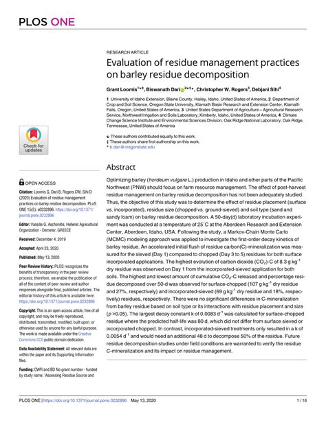 (PDF) Evaluation of residue management practices on barley residue decomposition