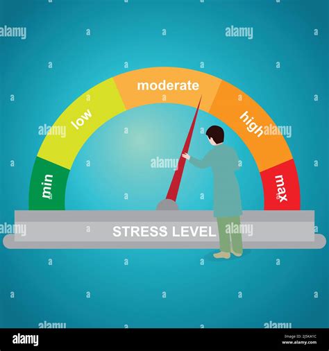 Person Reducing The Stress Level To Moderate On A Stress Scale Stock