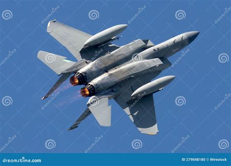 Fighter Jet Soaring Through A Bright Blue Sky Editorial Image Image