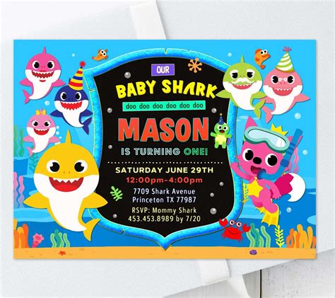 Baby Shark Birthday Invitations