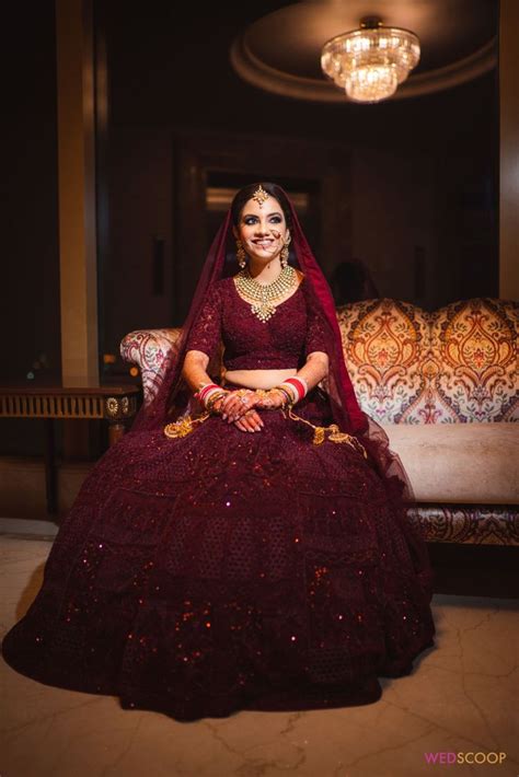 Brides That Picked Wine Coloured Lehengas For Their Wedding Soirees