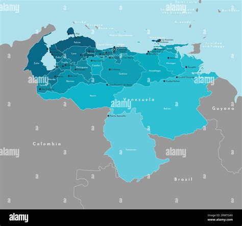 Vector modern illustration. Simplified administrative map of Venezuela ...