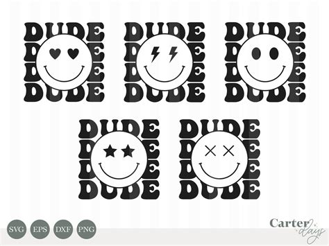 Dude Smiley Face Bundle Svg Eps Dxf And Png Lightning Star Cross