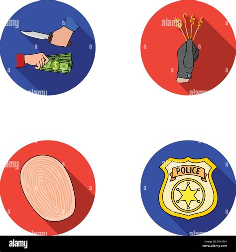 Assault Badge Collection Crime Finger Flat Hand Icon Illustration