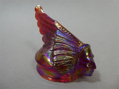 1981 Boyd Red Iridescent Glass Pontiac Indian Chief Hood Ornament Auction