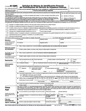 Fillable Online Irs Form W Sp Rev September Application