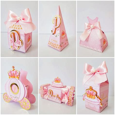 Kit Caixinhas 3D Lembrancinha Personalizada Realeza Rosa Aniversario