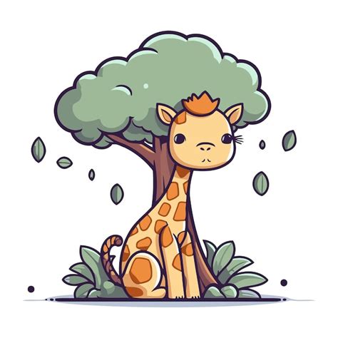 Une Girafe De Dessin Anim Mignonne Assise Dans La Jungle Illustration