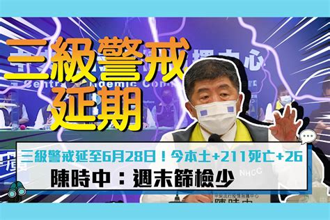 【疫情即時】三級警戒延至6月28日！今本土211死亡26 陳時中：周未篩檢少 匯流新聞網