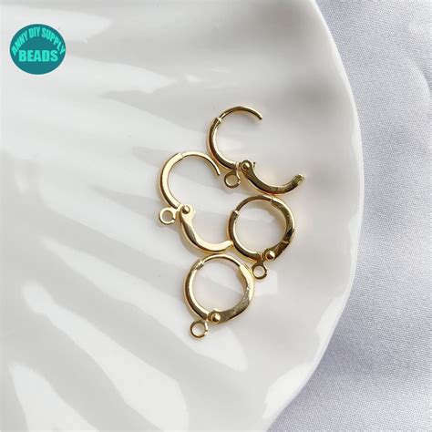 Pair Earring Hooks K Gold Plated Lever Back Etsy