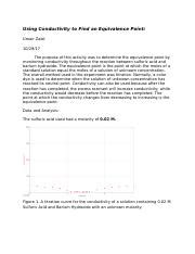 Using Conductivity To Find An Equivalence Point Docx Using