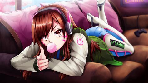 Online Crop Red Haired Female Anime Character Overwatch D Va