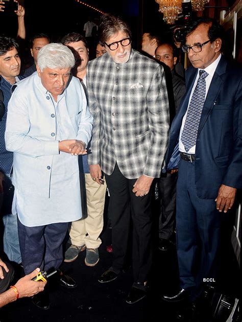 SMM Ausaja and Pradeep Chandra welcome Amitabh Bachchan during a photo exhibition titled ‘Frames ...