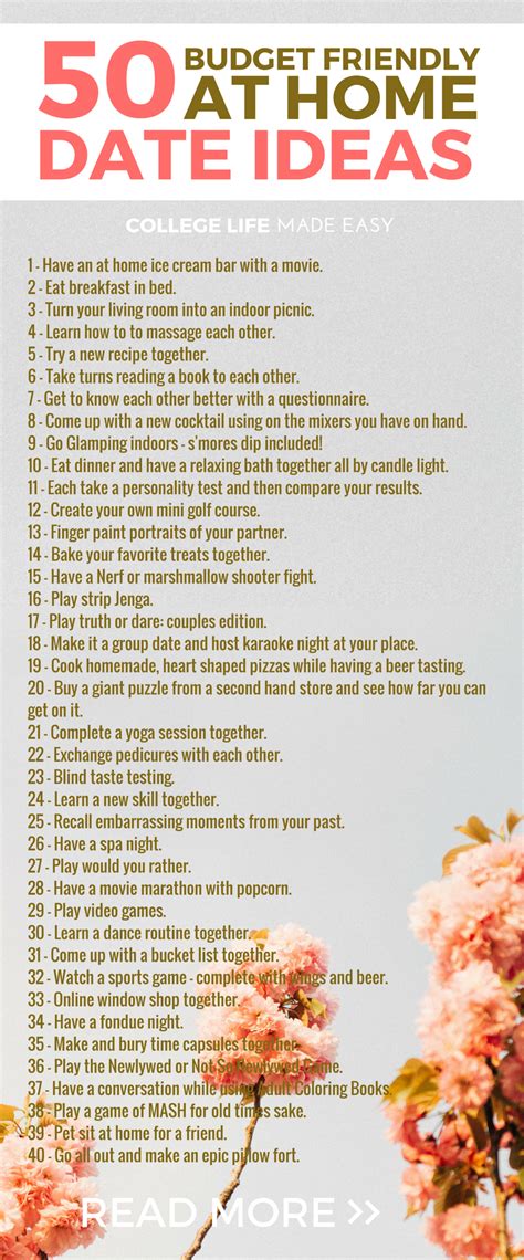 50 (Cheap) Stay At Home Date Ideas for Couples | At home dates ...