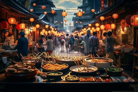 AI Generative image of a bustling Japanese street food market 31584014 Stock Photo at Vecteezy